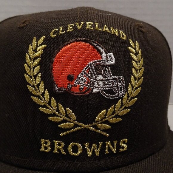 CLEVELAND BROWNS NEW ERA 59FIFTY FITTED HAT AFC Size 7 1/4 Gold Leaves - Picture 2 of 6